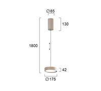 Viokef Denver LED hanging light, Ø 17 cm, beige, metal