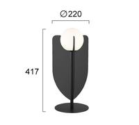 Viokef Fedora table lamp, height 42 cm, black, metal/glass
