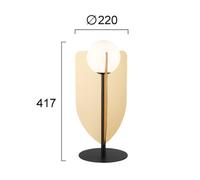 Viokef Fedora table lamp, height 42 cm, gold-coloured, metal/glass