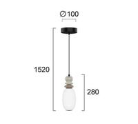 Viokef Gemma LED hanging light, height 28 cm, colourful, glass/ceramic/metal