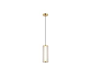 Viokef Irma LED hanging light, gold-coloured/clear
