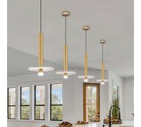 Viokef Leandros LED hanging light, gold-coloured, Ø 40 cm, artificial stone/metal