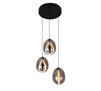 Viokef LED hanging light Melanie, Ø 41 cm, smoky grey, glass, 3-bulb