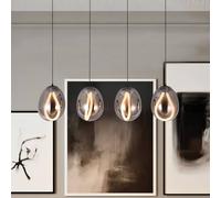Viokef LED hanging light Melanie, length 85 cm, smoky grey, glass 4-bulb.