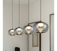 Viokef Nadia LED hanging light, length 92 cm, smoky grey, glass, 4-bulb