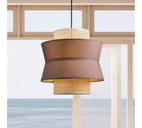 Viokef Rika Double hanging light, Ø 35 cm, grey/natural, fabric