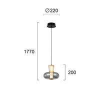 Viokef Sire LED hanging light, Ø 22 cm, smoke grey/bronze, metal/glass