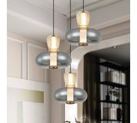 Viokef Sire LED hanging light, Ø 42 cm, smoke/bronze metal/glass, 3-bulb