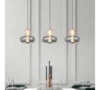 Viokef Sire LED hanging light, length 92 cm, smoke/bronze glass, 3-bulb.