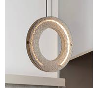 Viokef Tamara LED hanging light, amber, Ø 40 cm, glass/metal