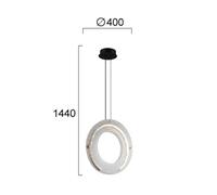 Viokef Tamara LED hanging light, smoky grey, Ø 40 cm, glass/metal
