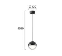Viokef Zirea LED hanging light, black/chrome, Ø 12 cm, metal