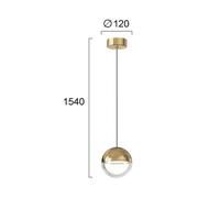 Viokef Zirea LED hanging light, gold-coloured, Ø 12 cm, metal