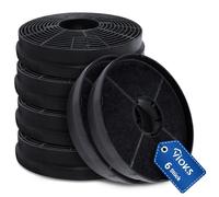 VIOKS Cooker Hood Air Filter, Set of 6 Activated Carbon Replacement, 105 mm Diameter for Respekta MIZ0058