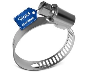 VIOKS Hose Clamp Chrome Steel 18-28 mm Drain Hose Clamp for Washing Machine & Dishwasher