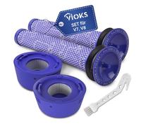 VIOKS Set of 2 Pre-Motor Filter Replacement for Dysоn Vacuum Cleaner Filter 965661-01 + 2x Exhaust Filter Replacement for Dysоn Hepa Filter 967478-01 + Brush - Filter for Vacuum Cleaner V7 V8 Absolute