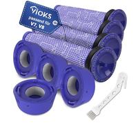 VIOKS Set of 4 pre-filter replacement for Dysоn vacuum cleaner filter 965661-01 + 4x post-motor filter replacement for Hepa filter Dysоn 967478-01 + brush - filter for vacuum cleaner V7 V8 Absolute