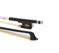 Viola Bow 4/4 size Carbon Fiber stick Ebony Frog Natural white Horse Hair inlay fleur-de-lis well balance (pattern1)