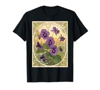 Viola Flowers February Birthday Art Nouveau Style T-Shirt