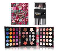 VIOLA HOUSE 56 Colors Eyeshadow Palettes,Makeup Kit Matte Glitter Shimmer Eye Shadows, Multi-Colour Makeup Set with Brushes, Christmas Makeup for Women