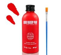 VIOLA HOUSE Red Face Painting,Face & Body Paint, Liquid Makeup, Water-Based Washable Face Paint for Halloween, Special Effects & Cosplay - with Brush, 90g/3.14oz (Red)