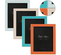 VIOLABBEY 10×8 Photo Frame Set of 4, Colorful Picture Frames for Wall Mounting and Tabletop,High Definition Tempered Real Glass,Birthday Gifts (Blue+Light Blue+Orange+Apricot, 25x20cm)