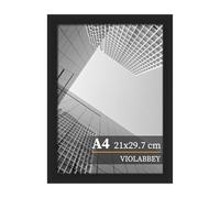 VIOLABBEY A4 Picture Frame Black Single, A4 Photo Frame 21 x 29.7 cm for Horizontal or Vertical Wall Mounting