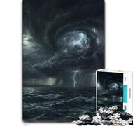 Violent Storm Over The Ocean Illustrated Jigsaw Puzzle for Adults, 300 PCS