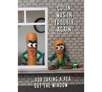 Violent Veg Funny Humourous Quirky Blank Greeting Card For Birthday or Any Occasion (Pea out Window)