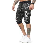 Violento Monte Carlo Men's Bermuda Shorts Capri Trousers Lightweight Cotton Shorts with Pockets Short Jogging Bottoms for Men up to 3XXL 3/4 Trousers Sports Trousers Knee-Length, Antra-camouflage, L