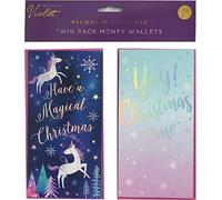 Violet 2 x Believe in Christmas Money Wallets Cards 17.5cm x 9cm With Envelopes