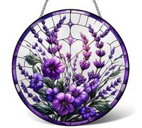 Violet Acrylic Suncatcher Ornament, 20 x 20cm Stained Glass Suncatchers with Chain, Sun Catchers for Windows, Hanging Garden Ornaments for Indoor Outdoor, Car Wedding Party