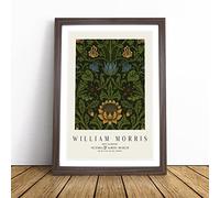 Violet And Columbine Vol.1 by William Morris Framed Wall Art Picture Print - Canvas Painting - Modern Home Décor Poster - Ready to Hang for Living Room Bedroom Kitchen - Walnut A2 (48 x 66 cm)