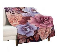 Violet and Crimson Flowers Blanket Soft Flannel Throw Blanket 50"x70", Lightweight Decorative Blankets Warm Cozy Blankets for Couch, Bed, Camping & Travel, Ideal Gifts for Women Men