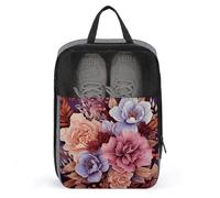 Violet And Crimson Flowers Shoe Bag Waterproof & Breathable Shoe Pouch for Travel, Portable Carry Case for Sports Sneakers, Gym, Vacation