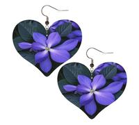 Violet and leaf pattern Leather Earrings for Women Heart Earring Lightweight Dangle Drop Earring Set Jewelry Gift