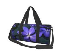 Violet And Leaf Pattern Travel Duffel Bag Sports Gym Bag, Lightweight Overnight Weekender Bag With Shoes Compartment Yoga Gym Sports Bag For Men Women