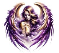 Violet Angel Vinyl Decals, Elegant Wall Stickers for Phone, Mirror and Tile