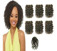 Violet Human Hair Extensions Water Curly Deep Wave Bundles with Closure Brazilian Virgin 8in Bob