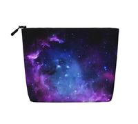 Violet Blue Galaxy Patterned Women's Cosmetic Bag, Single Layer Toiletry Bag, Suitable for Daily Storage, Travel, and Business Trips.