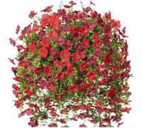 Violet Daisy Silk Flowers with Brown Eucalyptus for For wedding Dessert Table Decor Studio Apartment Accent and Mirror Frame Styling (G)