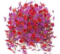 Violet Daisy Silk Flowers with Brown Eucalyptus for For wedding Dessert Table Decor Studio Apartment Accent and Mirror Frame Styling (A)