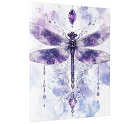 Violet Dragonfly Canvas Wall Art, Elegant Floral Abstract Prints, Aesthetic Home Decor for Living Room, Bedroom, Office, Unframed 8x12 Inch