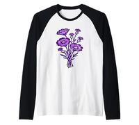 Violet Dusk Wildflower Lilac Botanical Floral Nature Design Raglan Baseball Tee