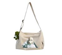 Violet Evergarden Shoulder Bag Anime Cute Shoulder Bag 30 * 20 * 20cm Travel Handbag Canvas Crossbody Bag Teenager Large Capacity Handbag (Off-White)