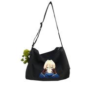 Violet Evergarden Shoulder Bag Anime Cute Shoulder Bag 30 * 20 * 20cm Travel Handbag Canvas Crossbody Bag Teenager Large Capacity Handbag (Black)
