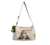 Violet Evergarden Shoulder Bag Anime Cute Shoulder Bag 30 * 20 * 20cm Travel Handbag Canvas Crossbody Bag Teenager Large Capacity Handbag (Off-White)