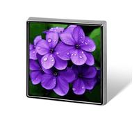 Violet Flower Lapel Pin, Metal Square Lapel Pins, Fashion Badge for Shirts, Jackets, Hats