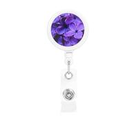 Violet Flower, Retractable Badge Holder,Badge Reels Holder with ID Clip Alligator Clip