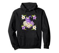 Violet Flower With Daisies For Spring Girls Cute Gnome Pullover Hoodie